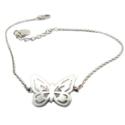 [P5851] - Silver 'Butterfly' Handcrafted Bracelet - 15x10 Mm