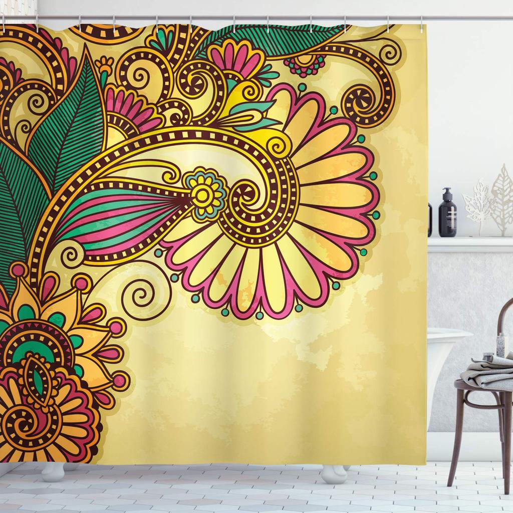 Boho Floral Shower Curtain for Bathroom,Paisley Mandala Shower Curtains,Colorful Bathroom Curtain,Durable Waterproof Bath Screen