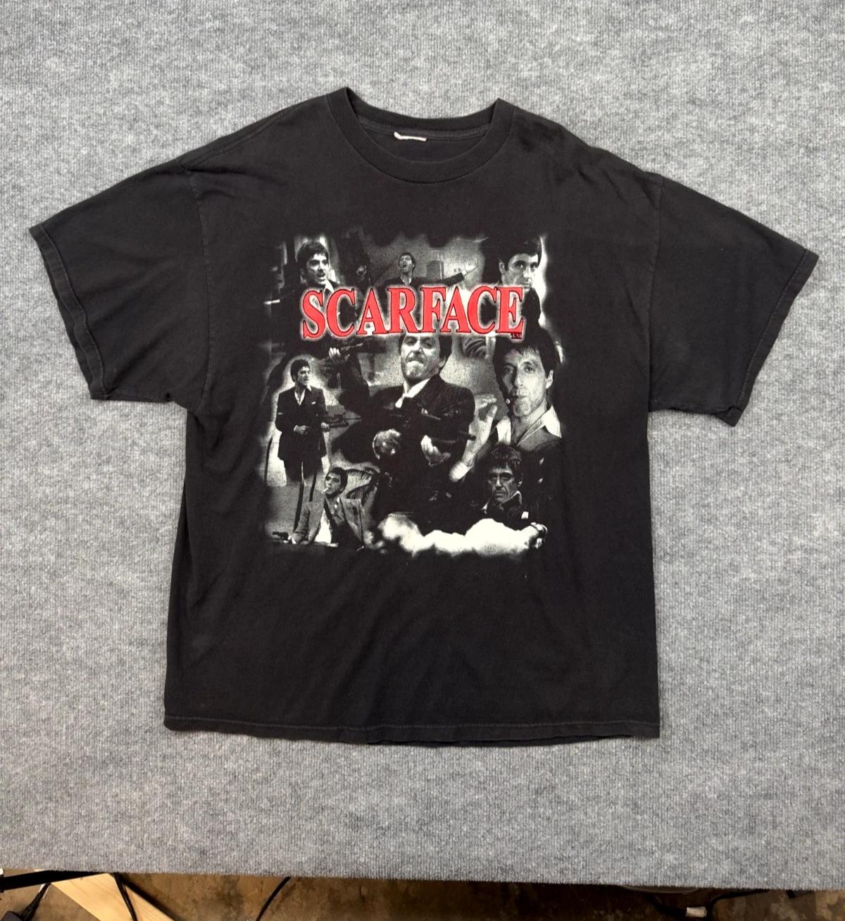 

Vintage Tony Montana Scarface Tee Shirt Double Side Graphic 100% Cotton T-shirt Mens Tees Top Size XL Y2K 4XL