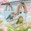 Sturdy Parrot Swing Toy, Bird Cage Perch, 5 Wooden Perch Poles, Acrylic Hanging Toy Frame with Bells for Small Medium Parrots Budgies Cockatiels