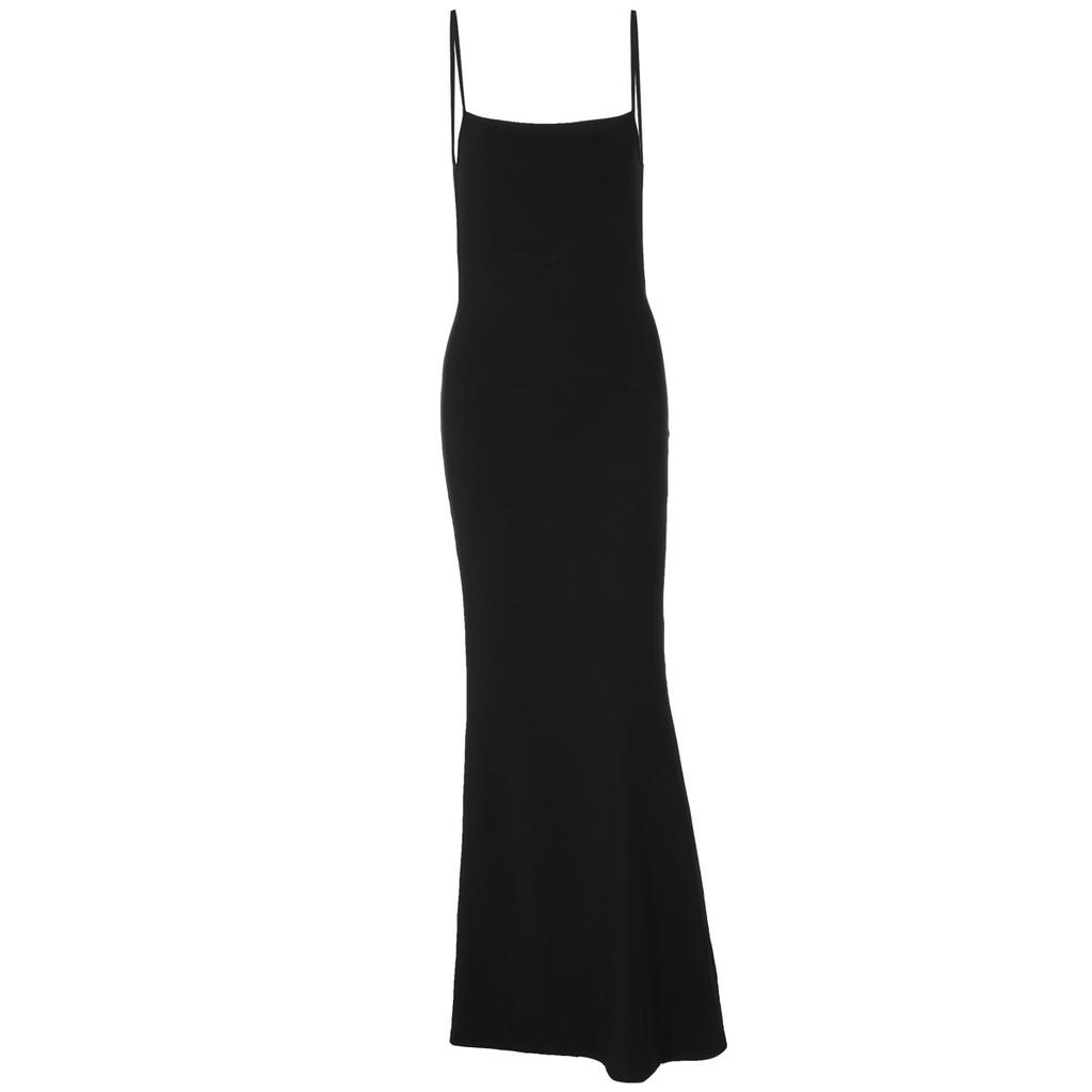 European and American women's clothing summer INS new sexy backless suspender long dress solid color slim dress women