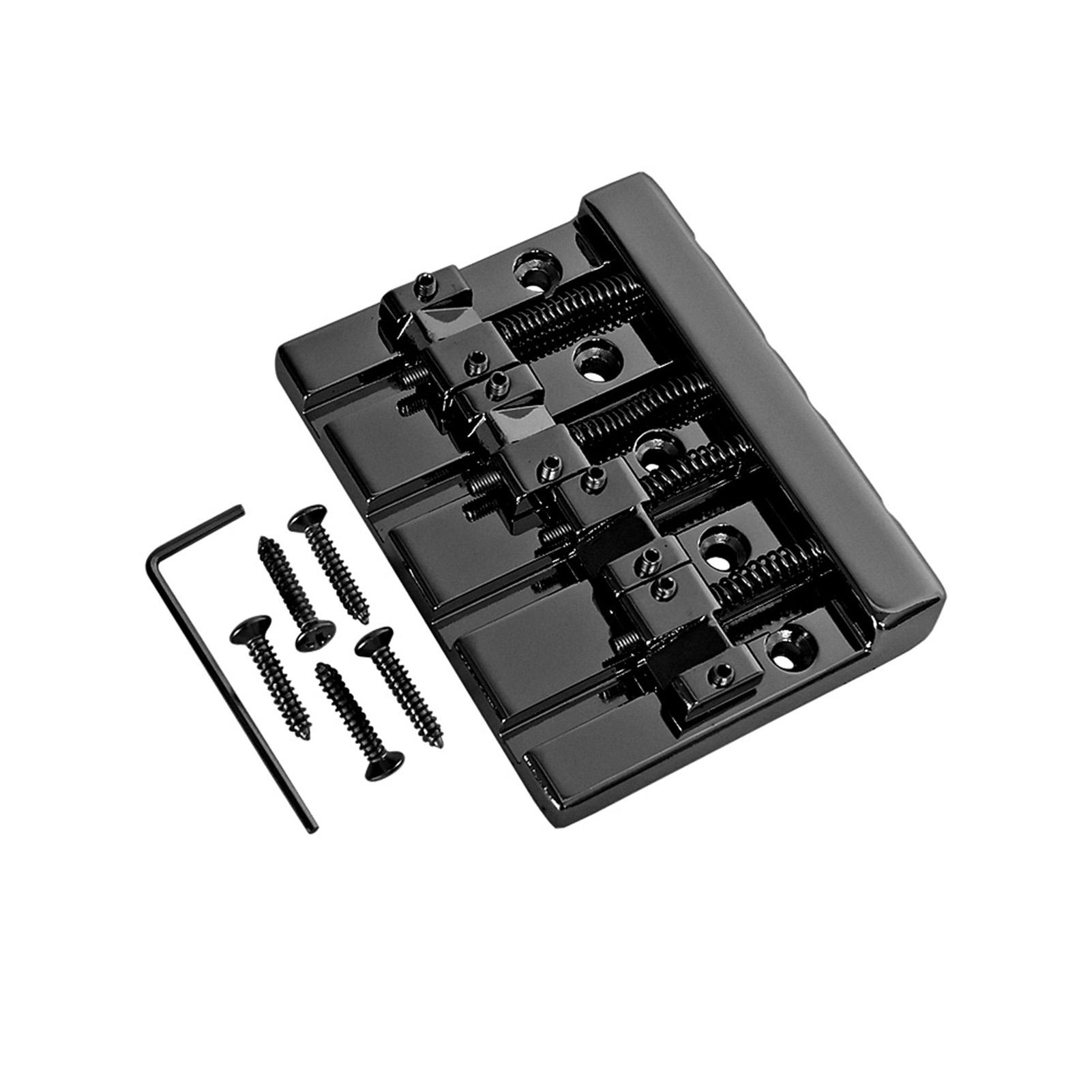 4-струнный бридж для бас-гитары Замена бриджа бас-гитары Латунные седла Улучшенный сустейн Стабильная установка чёрный