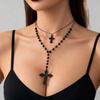 Gothic Dark Layered Cross Pendant Necklace for Women - Exaggerated Niche Design