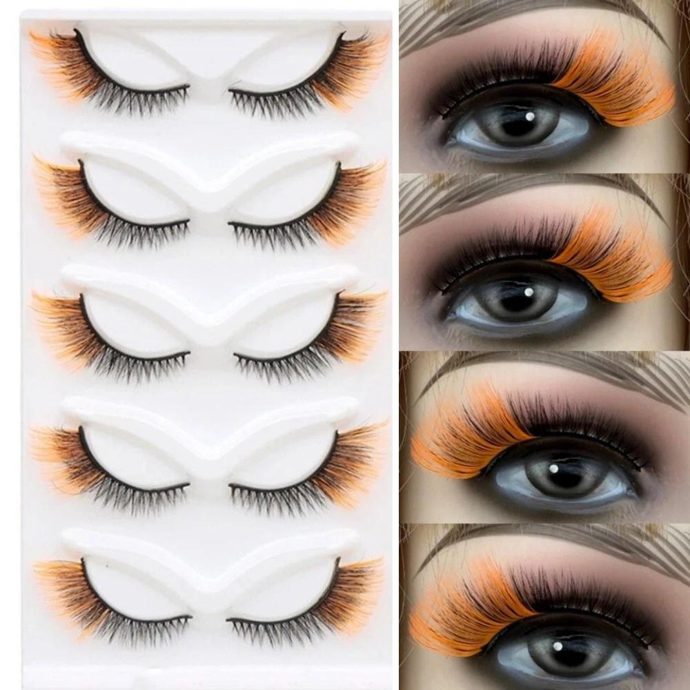 Soft Cat Eye False Eyelashes Fluffy Faux Mink Wispy Lashes Colored Anime Lashes Makeup