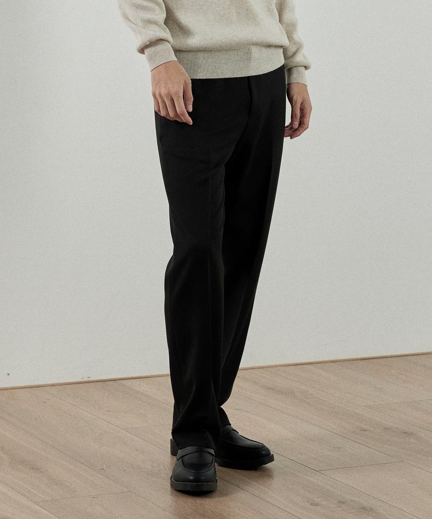 ANALOG MOOD Semi Slim Wide Slacks (Black)