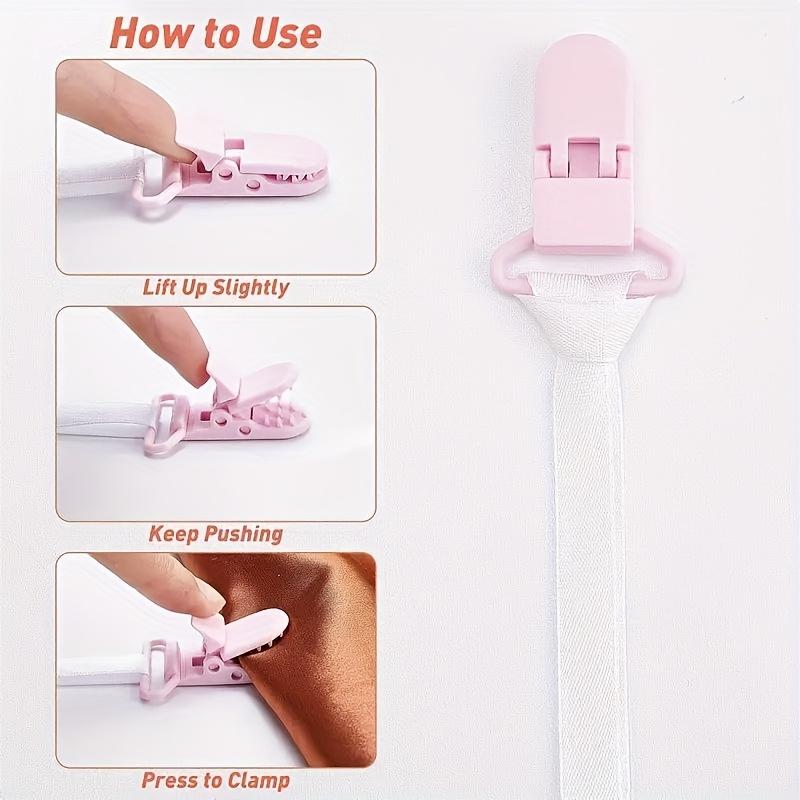 2 Stück T-förmige Kunststoffclips mit Krokodilzähnen, geeignet zum Befestigen von Taschentüchern, Handtüchern, Hosenträgern, Ausweishüllen oder Lätzchen, ideal zum Basteln