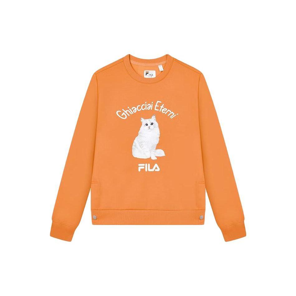 

FILA Heritage Cat Letter Print Casual Pullover Sweatshirt Women sweatshirt Jam-Orange F11W348210F-OR S