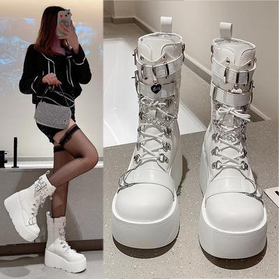 Thick-soled Muffin Small Short Boots Women's Autumn Heightening Punk Casual Martin Boots Thin Single Boots