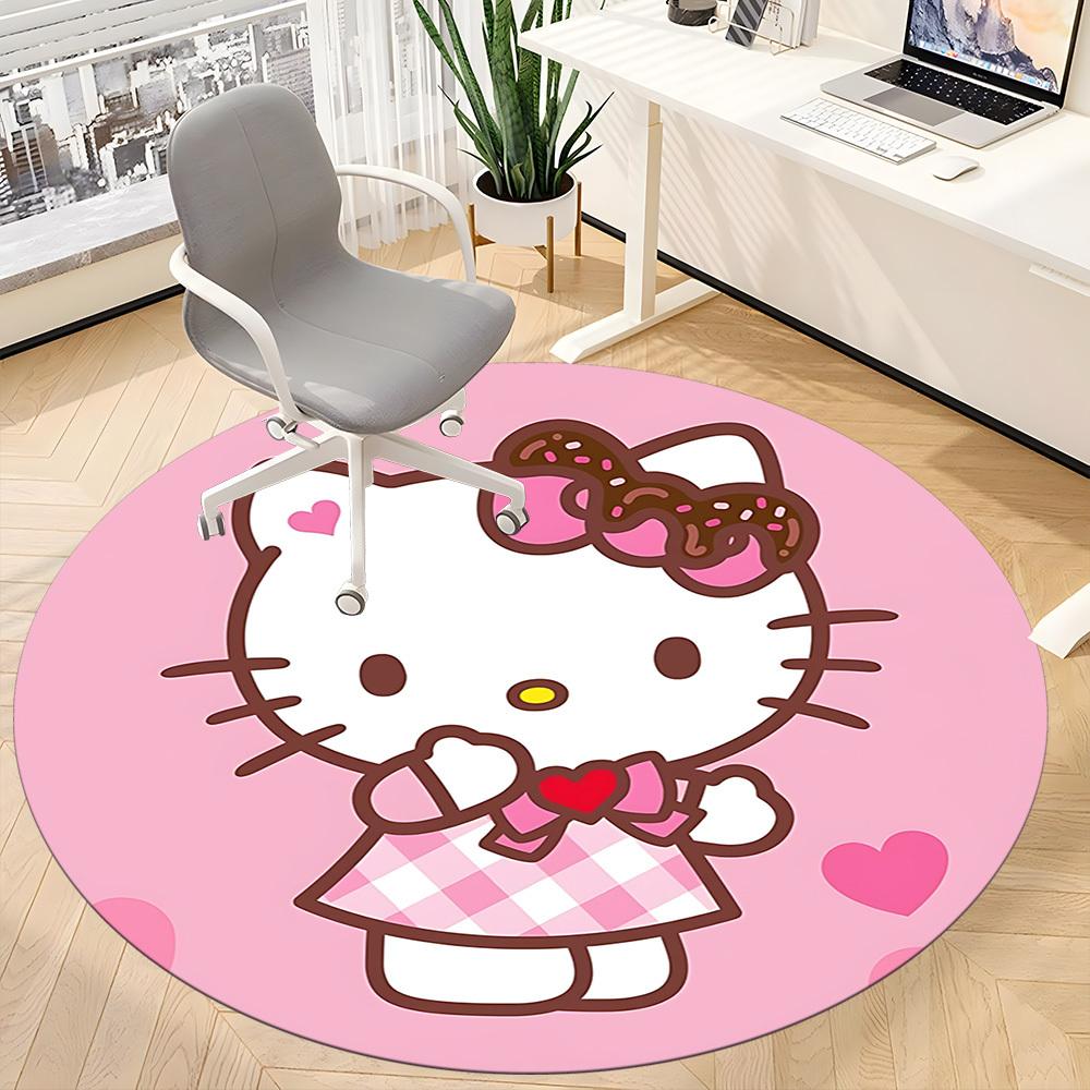 1pc Hello Kitty Chair Carpet for Office Non Slip, Machine Washable Rug for Office, Room Holiday Decor for Christmas, Birthday Polyester