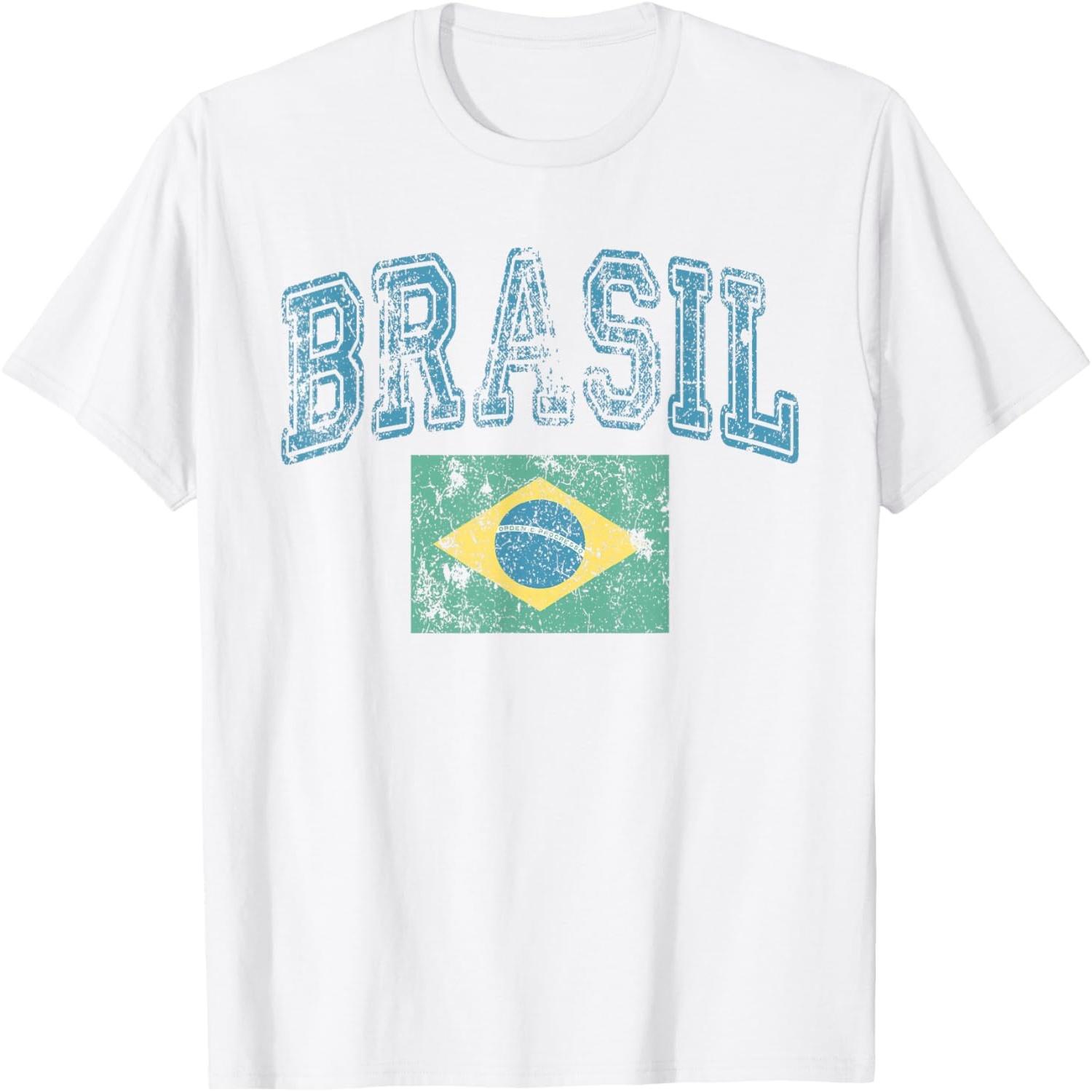 Винтажная ретро выцветшая футболка с флагом Бразилии Бразильская гордость S разноцветный