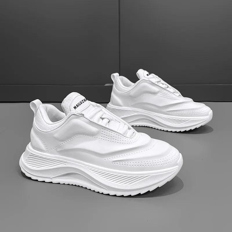 

Мужские кроссовки, дизайнерская спортивная обувь, мужская студенческая высококачественная вулканизированная обувь, шнуровка, мягкая подошва, беговые кроссовки на платформе для активного отдыха 39 белый