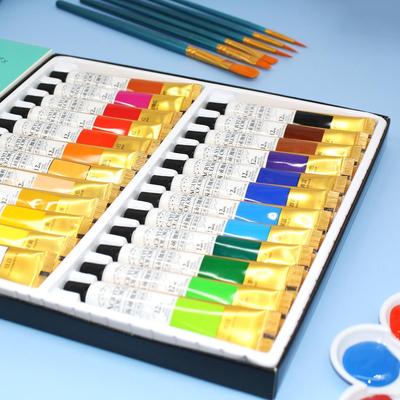 Acrylfarben 12/18/24 Farben Professionelles Pinselset 12 ml Tuben Künstler Zeichnen Malerei Pigment Handgemalte Wandfarbe DIY