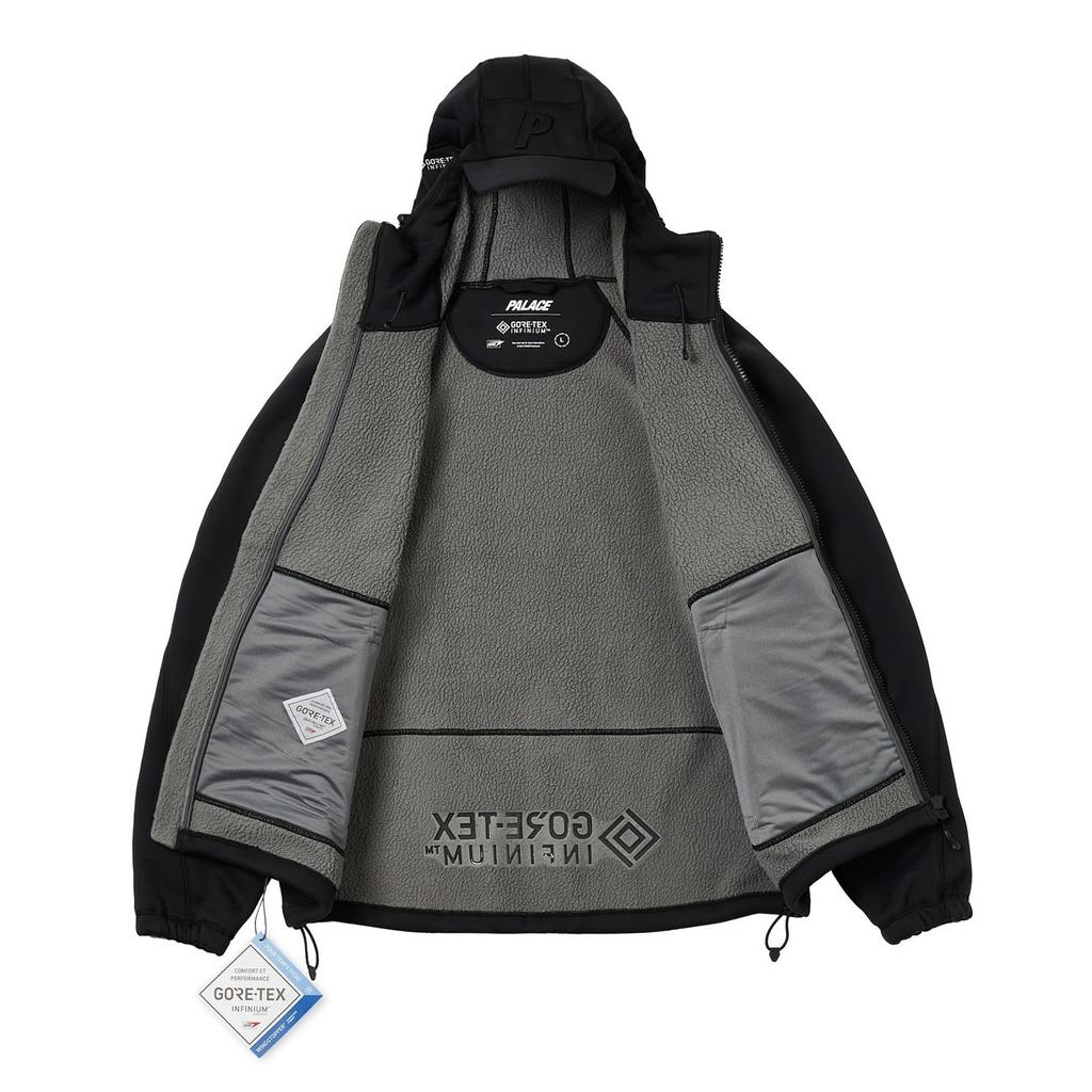 Palace FW22 Gore-Tex Infinium Cap Jacket Black 3M Reflective Logo Solid Color Zip Hooded Jacket Men Jacket P23JK112