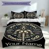 3pcs Custom Name Knights Templar Them Set,Includes 1 Duvet Cover and 2 Pillowcases,All-season Bedroom Decor