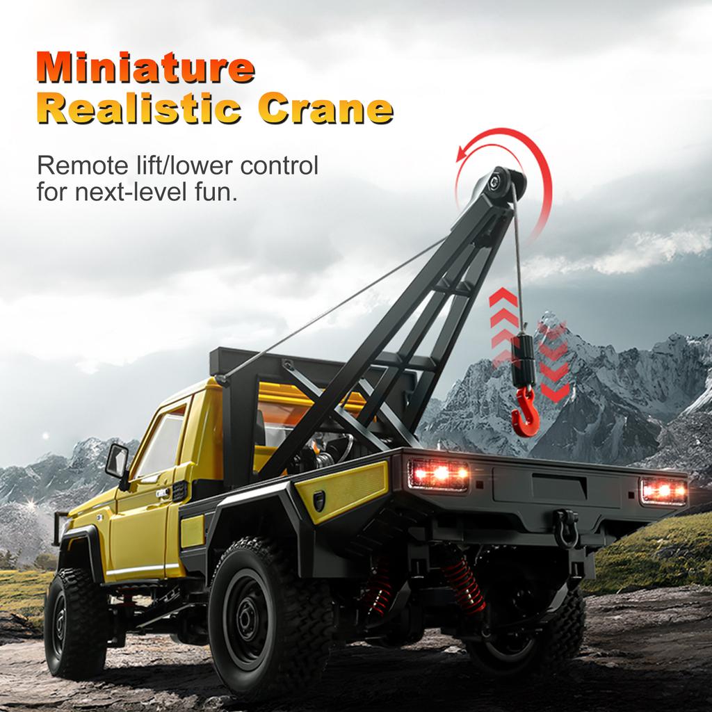 Remote Control Truck Crane, 1:12 Scale 4WD Remote Control Crawler, 2.4Ghz Off Road Toy Pickup Truck with Lights, All