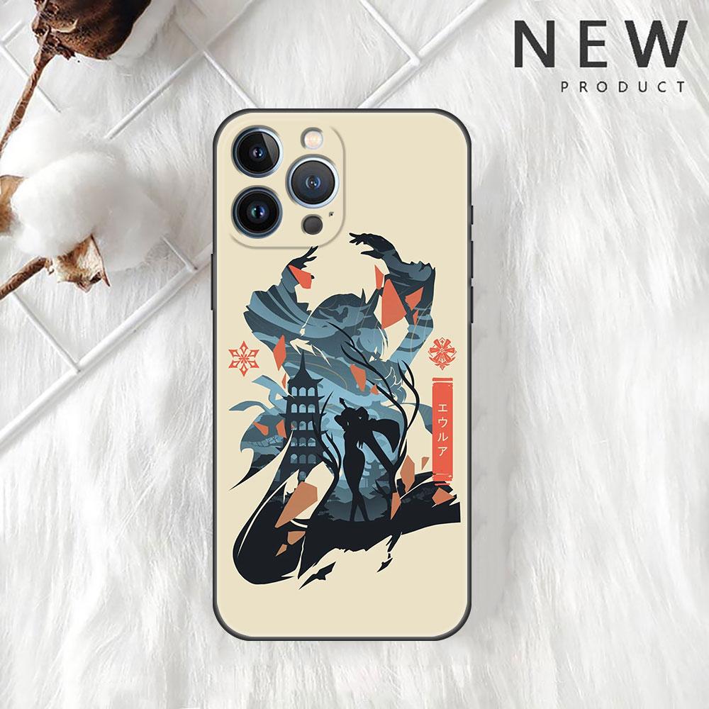 Husa Funda pentru Apple iPhone 14 11 13 7 12 Pro 7 XR XS Max 8 Plus 6 14Pro 13Mini Negru Moale Telefon Coque Anime Genshin Impact Cute