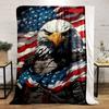 An eagle in armor with the American flag as a backdrop and clothing. for all seasons blanket lunch break throw gift