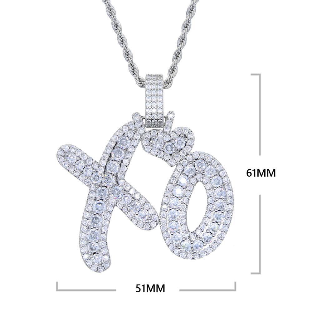 Sofort lieferbar XO Anhänger Halskette Zirkonia besetzt Herren Streetwear Schmuck