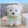 Adorable White Bichon Frise Plush Dog Toy With Cute Gray Pearl Puppy Design