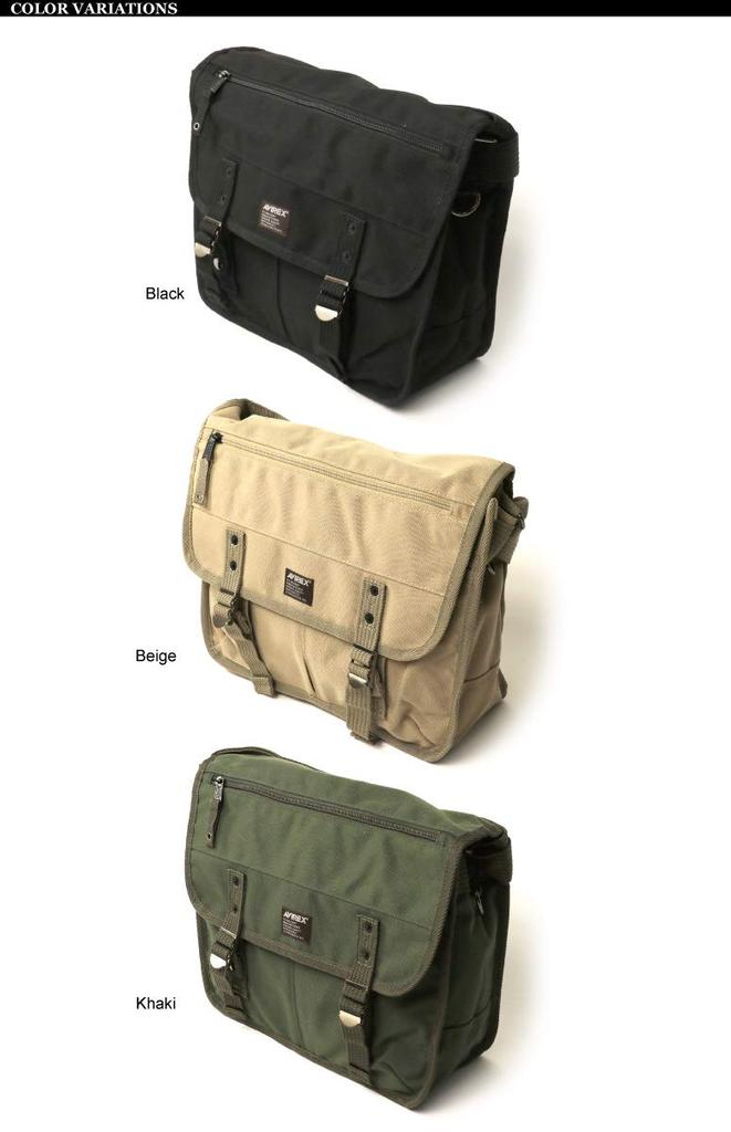 AVIREX Military Shoulder Bag Simple Canvas A4 Size Beige AVX3523, Fabric, Fits,