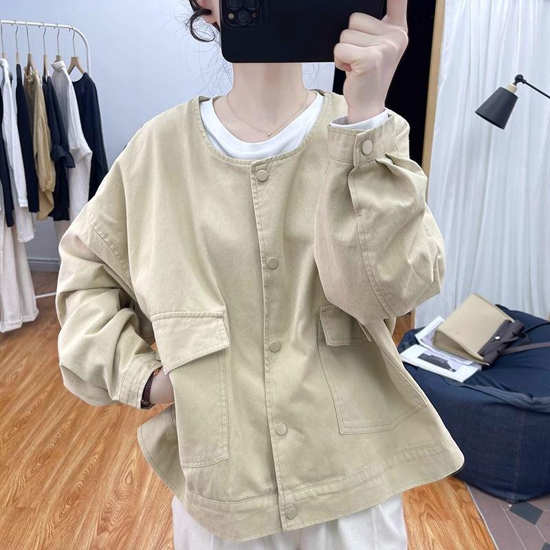 Spring Retro Hong Kong Style Loose Round Neck Women's Jacket