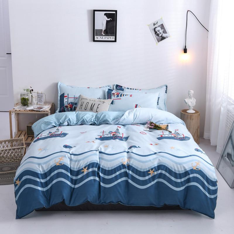 Silný kartáčovaný čtyřsezónní tištěný malý čerstvý čtyřdílný set a třídílný set ložního povlečení povlak na přikrývku