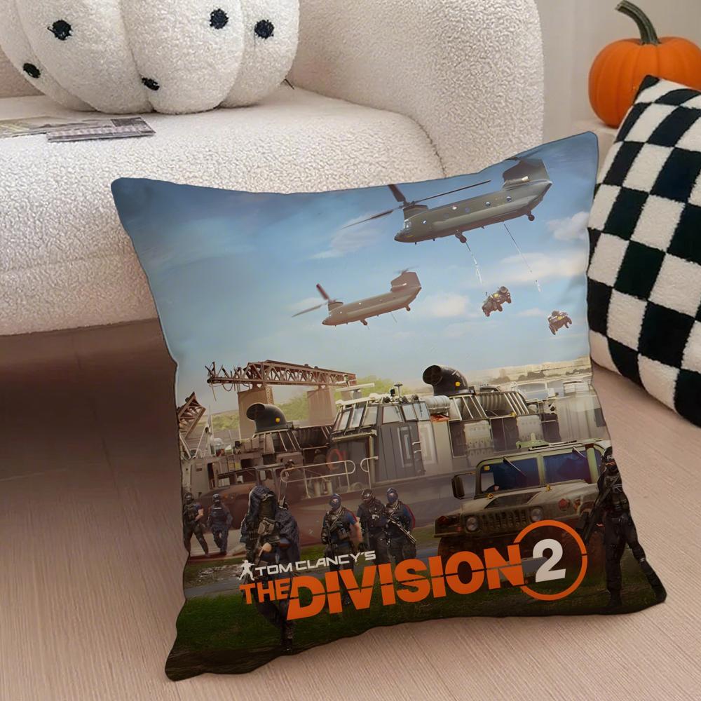 

tom clancy s the division 2 Pillow Case Anti-dustmite Pillowcase Invisible zipper silky short plush Sofa cushion cover 12x12Inch
