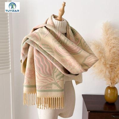 Damen Schal im ethnischen Stil, doppelseitig: Dicker, warmer Snood & Schal aus Imitat-Kaschmir für Herbst/Winter