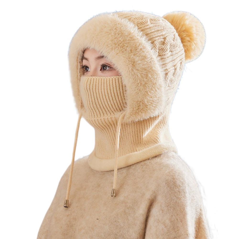 

Мягкий набор шарфа и шапки Эластичный вязаный набор шапки Корейский стиль Защищающий от холода набор шарфа Для улицы бежевый/жёлтый