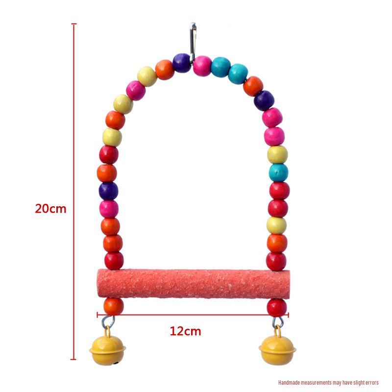 Budgie Toys Wooden Climbing Rope Ladder - Peony Interactive Swing & Beak Grinder for Small Birds In Birdcages