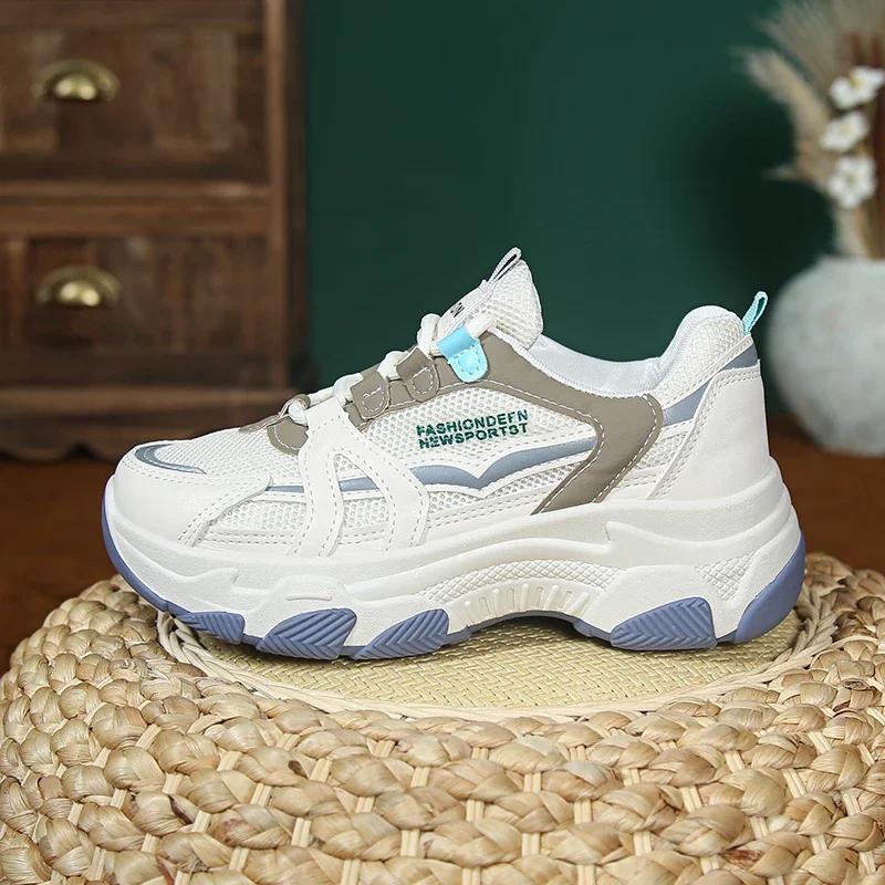 

Модные кроссовки для женщин, сетчатые, дышащие, Pacthwork, на шнуровке, низкие, нескользящие, с толстой подошвой, кроссовки для бега Zapatillas 35 зелёный