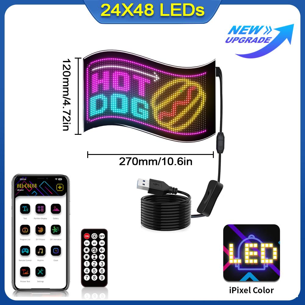 

Светодиодная матричная пиксельная панель, гибкий цифровой дисплей, управление через смарт-приложение, настраиваемый текст, узор, анимация, подсветка «Дьявольский глаз» для магазина 24x48 LEDS