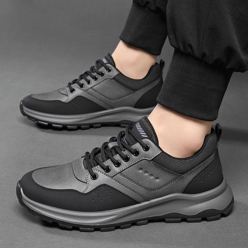 Men's Shoes Autumn And Winter Men Outdoor Sports And Leisure Leather Shoes Men's Soft-Soled Hiking Shoes For Middle-aged People