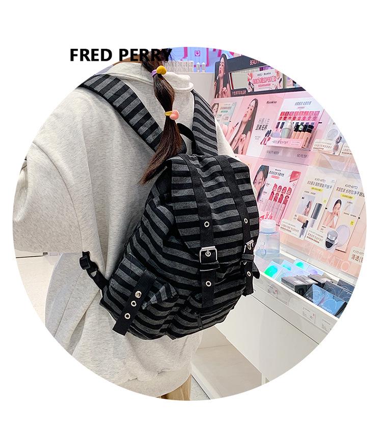 Korean Retro Stripe Backpack: Versatile, Large Capacity for Students