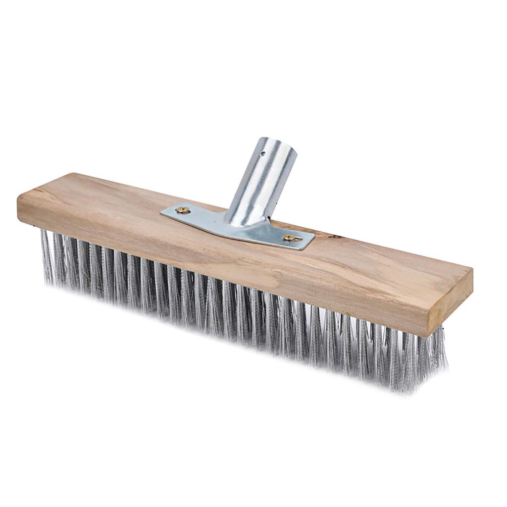 30CM Rough Surface Brush Versatile Stainless Steel Reliable Rugged Deck Scrubber Brush for Garages Concrete