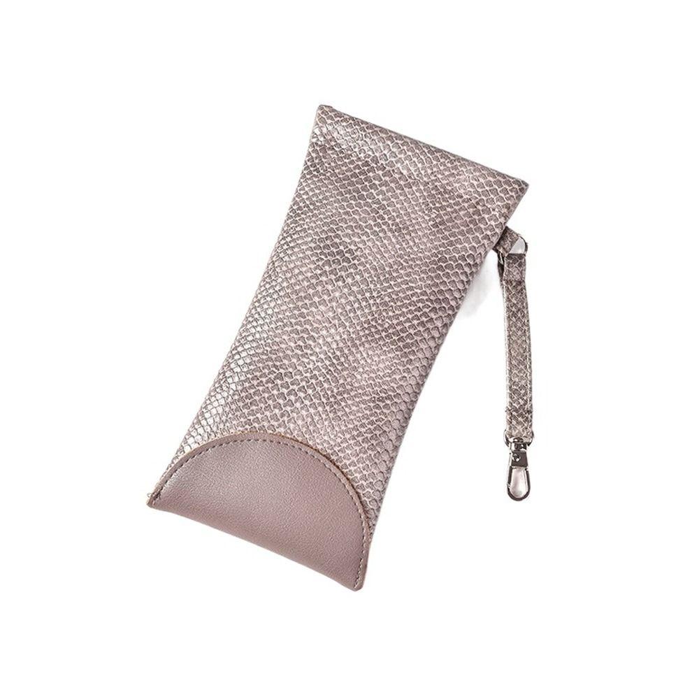 

Velvet Lining PU Leather Glasses Bag With Lanyard Eyeglasses Holder Female/Male серый