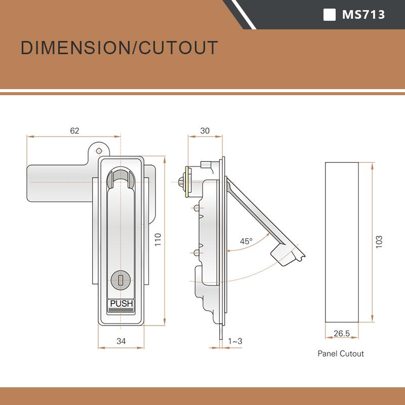 Industrial Hardware Cabinet Key Operated Push Button Panel Lock with Easy Installation