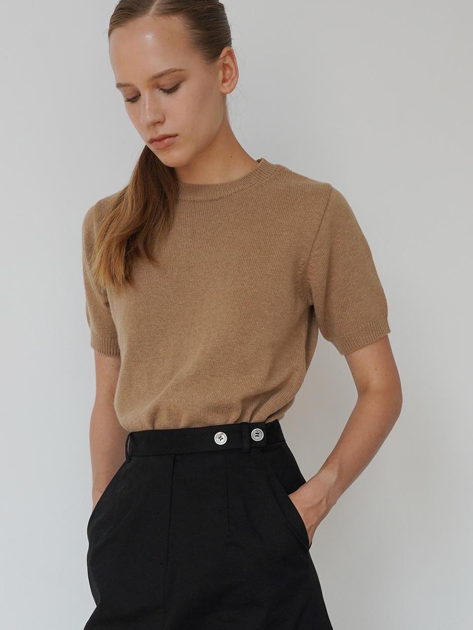 Raye Yuri Cashmere Wool Half Sleeve Knit (Camel Beige)