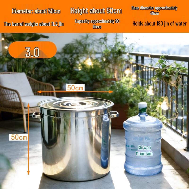 JPHZNB Ultra-Thick Stainless Steel Multi-Purpose Bucket with Lid