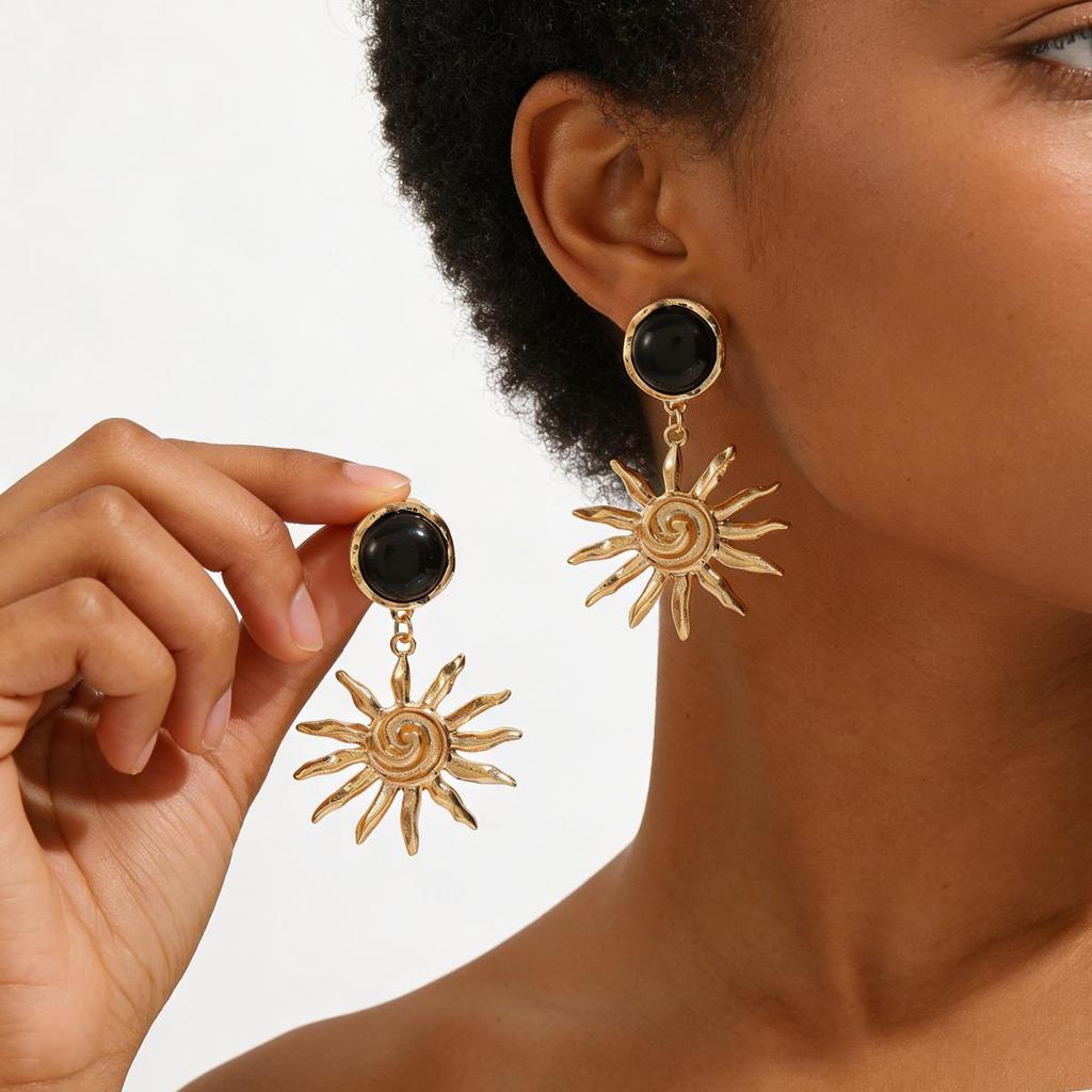 2026 New Hollow Dangle Earrings Women Sunflower Drop Earrings Fashion Personalized Banquet Party Daily Wear Jewelry Accessories