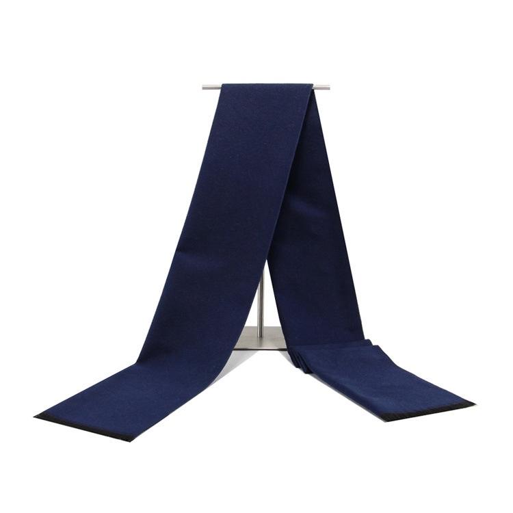 

Мужской шарф, однотонный, зимний, теплый, утолщенный, монохромный, шарф для среднего и пожилого возраста, европейский и американский 180cm тёмно-синий