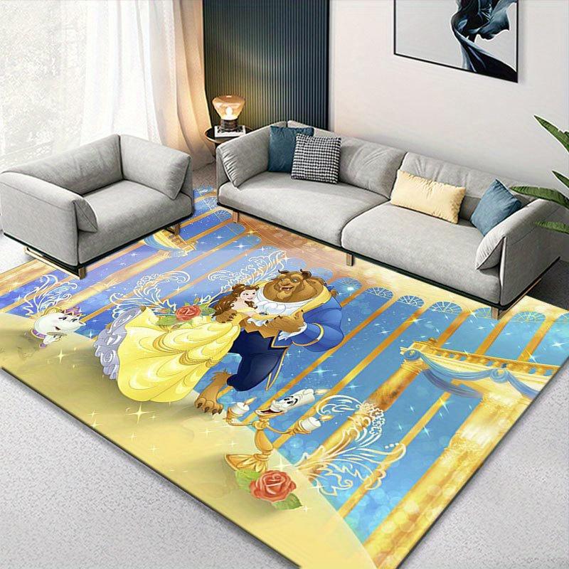 1 Stück Disney Die Schöne und das Biest Muster Teppich Bereichsteppich Rutschfester Teppich Handwaschbar Fußmatte Geeignet für Wohnzimmer Schlafzimmer Heimdekoration
