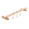 Wooden Towel Rack 45cm with 3 S Hooks Wall Mounted Towel Holder Hanger for Bathroom