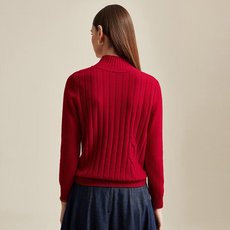 Zhaojun Women's Cable Knit Cashmere Mock Neck Sweater