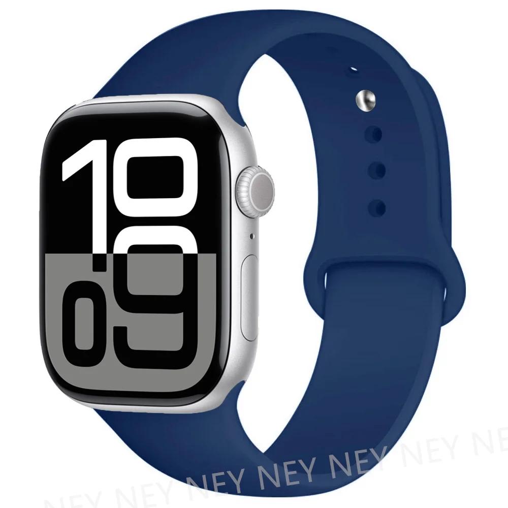 Silicone Band For Apple Watch Straps Ultra 2 49mm 45mm 44-40mm 41mm Sport Bracelet Apple Watch Series 10 42mm-46mm 8 7 6 5 SE 9