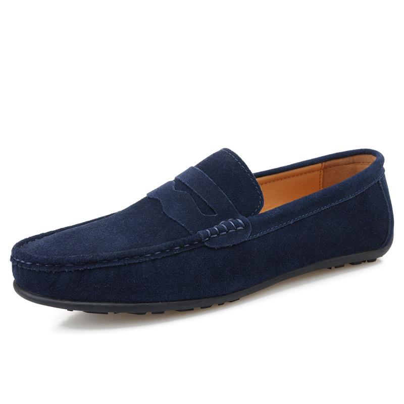 Men's Frosted Leather Slip-on Loafers - Lightweight, Simple, Plus Size, Four Seasons Wear