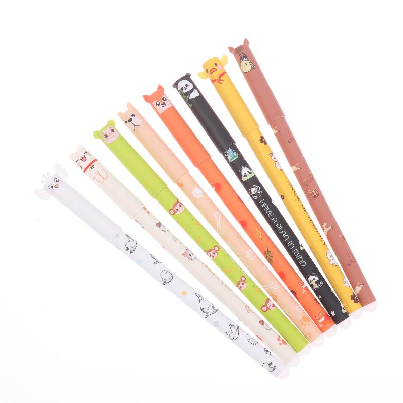8Pcs Cartoon Gel Pen Cute Animal-Shaped Erasable Pens For Journaling And Writing Office Supplies Birthday Christmas Gifts