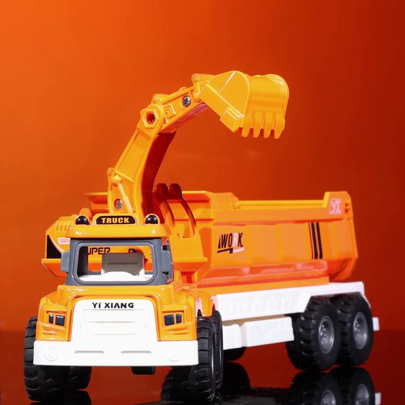 Simulation Alloy Front Inertia Car Crane Excavator Dump Car Trailer Model Children's Toy Birthday Gift