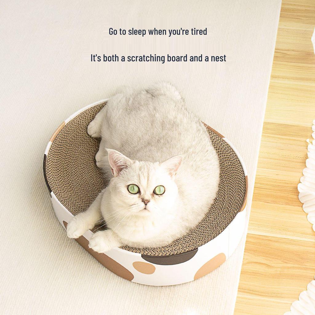 Oval Cat Scratching Bed with Corrugated Paper for Kittens
