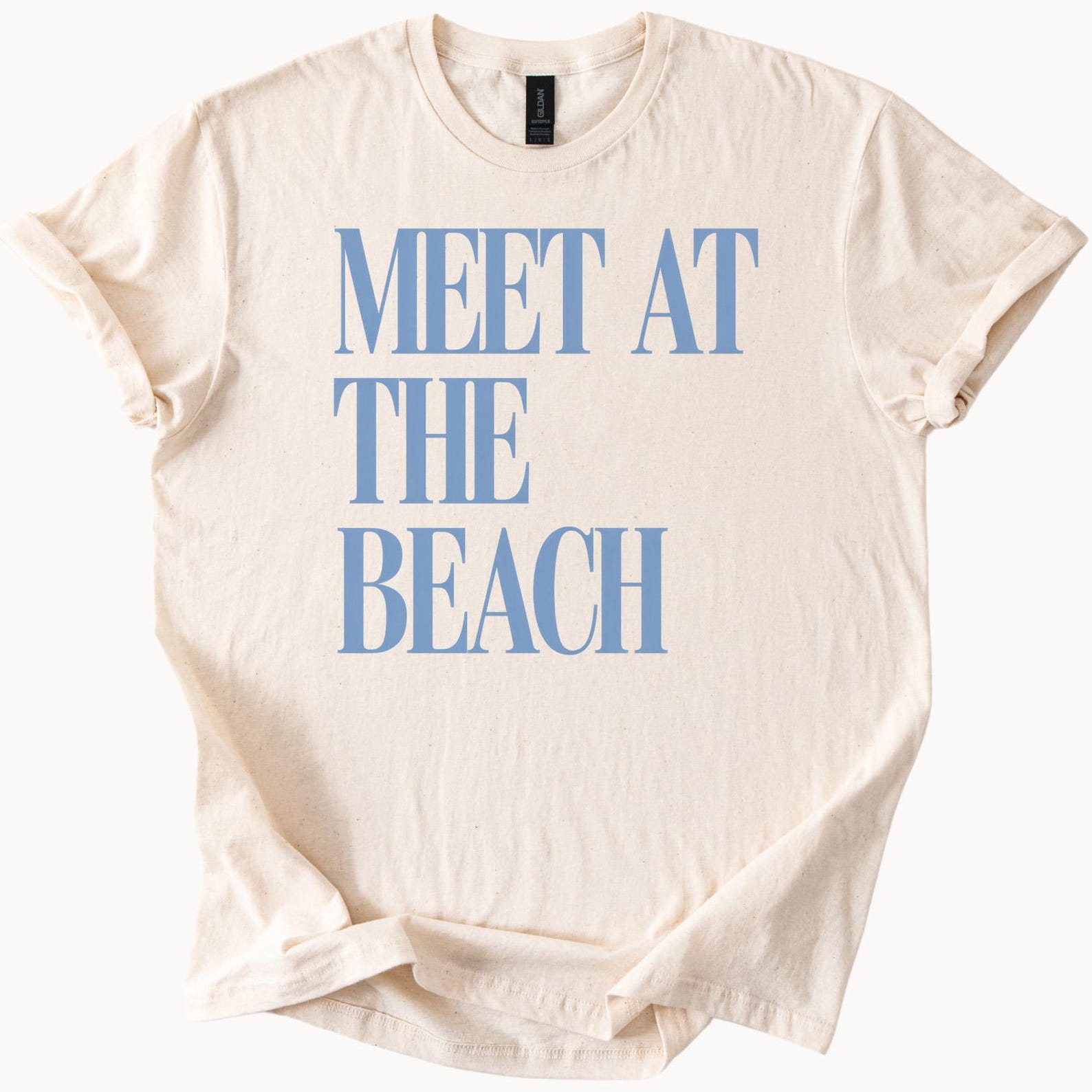 Meet At The Beach Graphic Tee Summer Coastal Shirt Ocean Inspired Beach Lover Gift Trendy Casual Relaxed Fit Soft Cotton T Shirt 140
